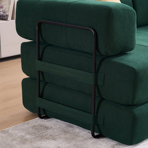 English Elm Folding Sofa Bed with Corduroy Cover, 78.5" Convertible Futon Couch, No-Assembly Foam Spring Mattress, Compact Sleeper for Living Room Green W2915P276680