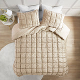 Intelligent Design Velvet Dream Puff Casual 2 Piece Comforter Set ID10-2336 Tan