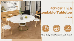 English Elm 43 Inch Foldable Mdf Dining Set with Pu Cushioned Solid Wood Chairs Space Saving White W2700S00139