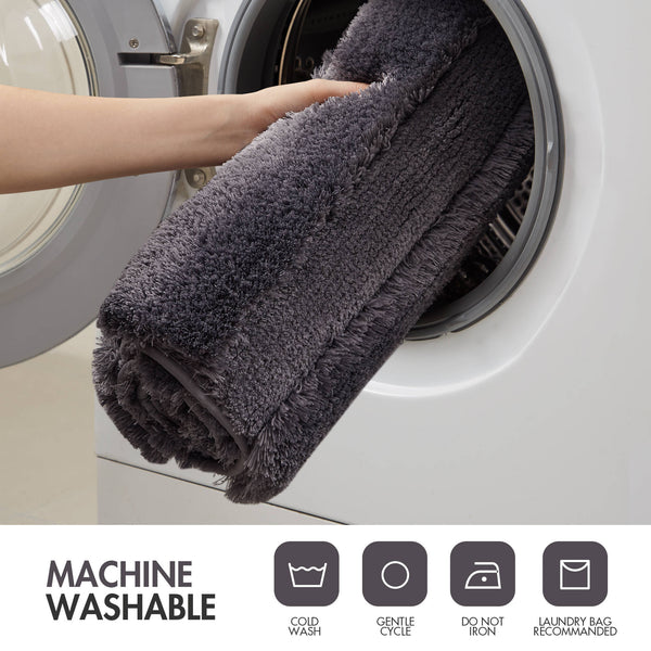 JLA Home Madison Park - Rug Madison Park Tufted Pearl Channel Bath Accent Rug — Soft Macro-Polyester High-Low Stripe, Machine Washable, Fade Resistant Grey MP72-5107