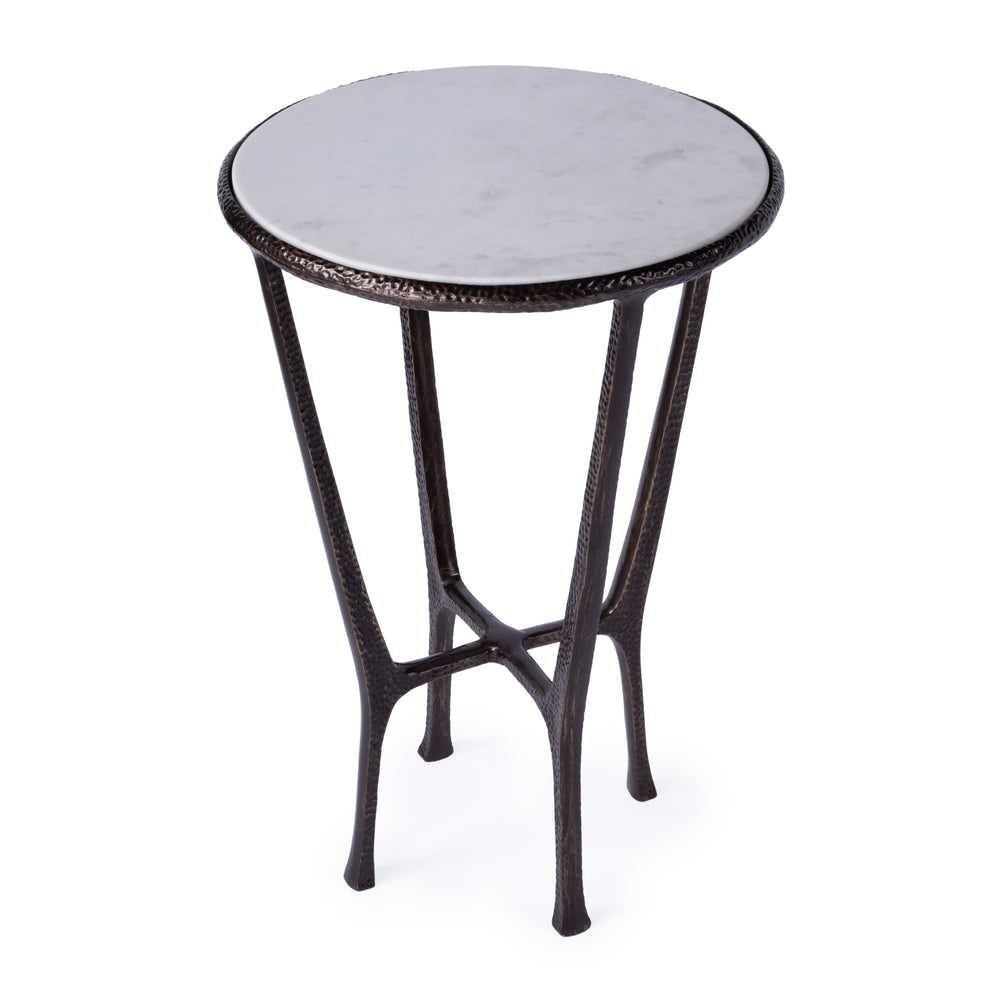 Butler Specialty Lania Outdoor Side Table With White Marble Top And Elegant Bronze Finish For Stylish Patios Bronze Aluminum,Marble 4418471-butler