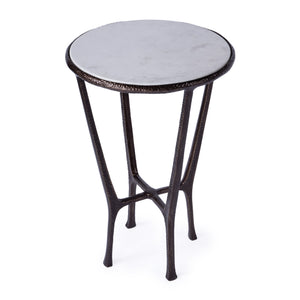 Butler Specialty Lania Outdoor Side Table With White Marble Top And Elegant Bronze Finish For Stylish Patios Bronze Aluminum,Marble 4418471-butler