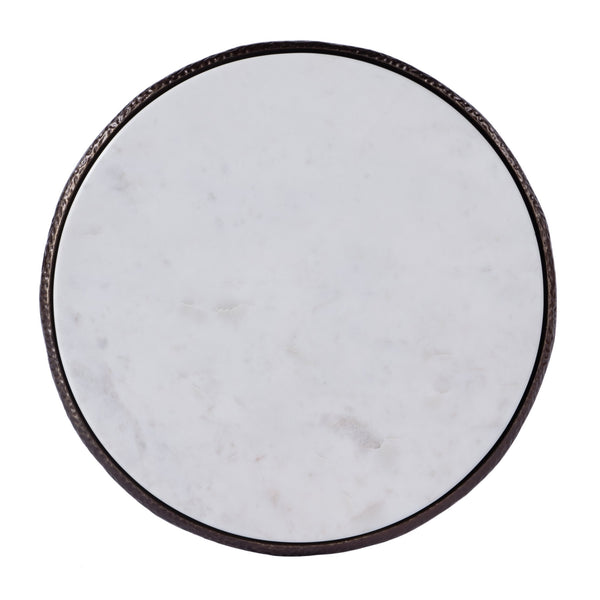 Butler Specialty Lania Outdoor Side Table With White Marble Top And Elegant Bronze Finish For Stylish Patios Bronze Aluminum,Marble 4418471-butler