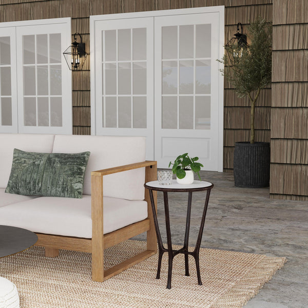 Butler Specialty Lania Outdoor Side Table With White Marble Top And Elegant Bronze Finish For Stylish Patios Bronze Aluminum,Marble 4418471-butler