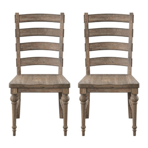 English Elm Wallace & Bay - Taupe Rustic Ladderback Dining Chairs Set of 2 – Solid Wood, Sandstone Buff Finish, Durable Easy-Care Design B2709P212371