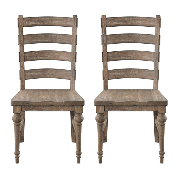 English Elm Wallace & Bay - Taupe Rustic Ladderback Dining Chairs Set of 2 – Solid Wood, Sandstone Buff Finish, Durable Easy-Care Design B2709P212371