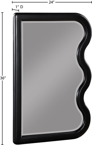 Meridian Furniture Winnie Art Deco Poplar Wood Wall Mirror with Geometric Frame for Bedroom or Entryway Decor Black 441Black-M