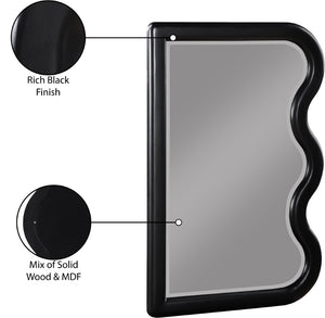 Meridian Furniture Winnie Art Deco Poplar Wood Wall Mirror with Geometric Frame for Bedroom or Entryway Decor Black 441Black-M