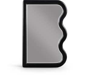 Meridian Furniture Winnie Art Deco Poplar Wood Wall Mirror with Geometric Frame for Bedroom or Entryway Decor Black 441Black-M