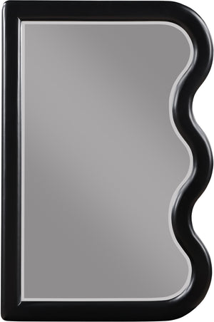 Meridian Furniture Winnie Art Deco Poplar Wood Wall Mirror with Geometric Frame for Bedroom or Entryway Decor Black 441Black-M