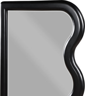 Meridian Furniture Winnie Art Deco Poplar Wood Wall Mirror with Geometric Frame for Bedroom or Entryway Decor Black 441Black-M