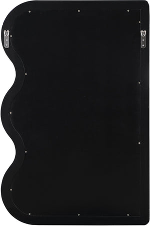 Meridian Furniture Winnie Art Deco Poplar Wood Wall Mirror with Geometric Frame for Bedroom or Entryway Decor Black 441Black-M