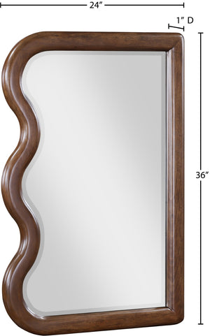 Meridian Furniture Winnie Art Deco Poplar Wood Wall Mirror with Geometric Frame for Bedroom or Entryway Decor Brown 441Brown-M