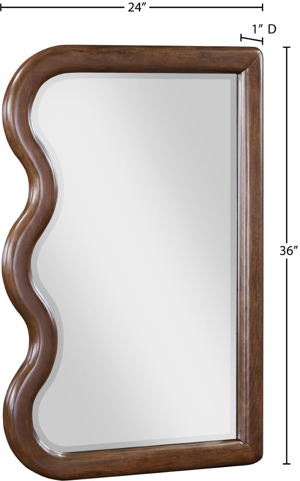 Meridian Furniture Winnie Art Deco Poplar Wood Wall Mirror with Geometric Frame for Bedroom or Entryway Decor Brown 441Brown-M
