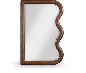 Meridian Furniture Winnie Art Deco Poplar Wood Wall Mirror with Geometric Frame for Bedroom or Entryway Decor Brown 441Brown-M