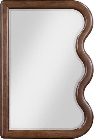 Meridian Furniture Winnie Art Deco Poplar Wood Wall Mirror with Geometric Frame for Bedroom or Entryway Decor Brown 441Brown-M
