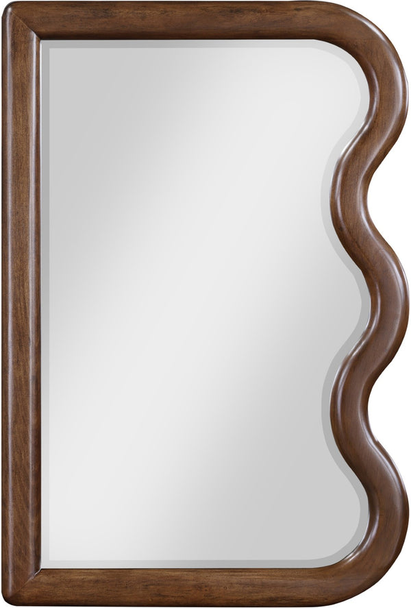 Meridian Furniture Winnie Art Deco Poplar Wood Wall Mirror with Geometric Frame for Bedroom or Entryway Decor Brown 441Brown-M