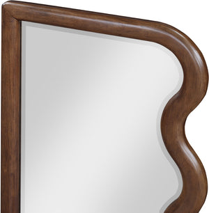 Meridian Furniture Winnie Art Deco Poplar Wood Wall Mirror with Geometric Frame for Bedroom or Entryway Decor Brown 441Brown-M