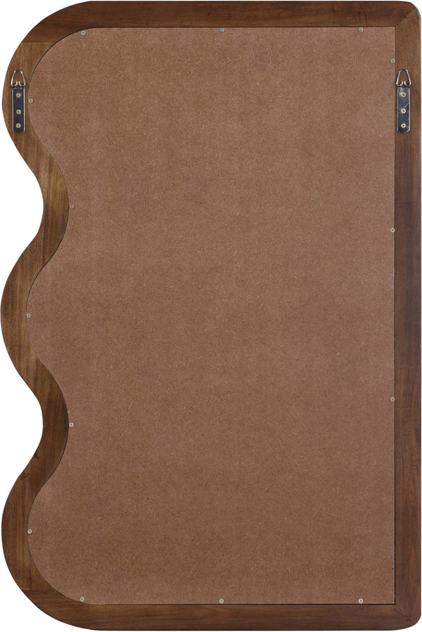 Meridian Furniture Winnie Art Deco Poplar Wood Wall Mirror with Geometric Frame for Bedroom or Entryway Decor Brown 441Brown-M