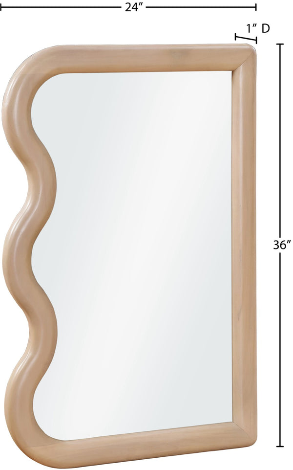 Meridian Furniture Winnie Art Deco Poplar Wood Wall Mirror with Geometric Frame for Bedroom or Entryway Decor Natural 441Natural-M
