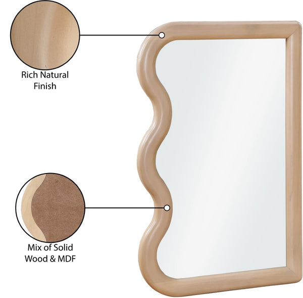 Meridian Furniture Winnie Art Deco Poplar Wood Wall Mirror with Geometric Frame for Bedroom or Entryway Decor Natural 441Natural-M