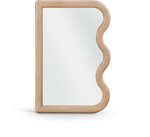 Meridian Furniture Winnie Art Deco Poplar Wood Wall Mirror with Geometric Frame for Bedroom or Entryway Decor Natural 441Natural-M