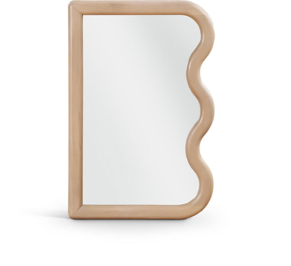 Meridian Furniture Winnie Art Deco Poplar Wood Wall Mirror with Geometric Frame for Bedroom or Entryway Decor Natural 441Natural-M
