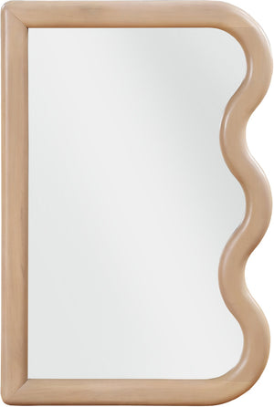Meridian Furniture Winnie Art Deco Poplar Wood Wall Mirror with Geometric Frame for Bedroom or Entryway Decor Natural 441Natural-M
