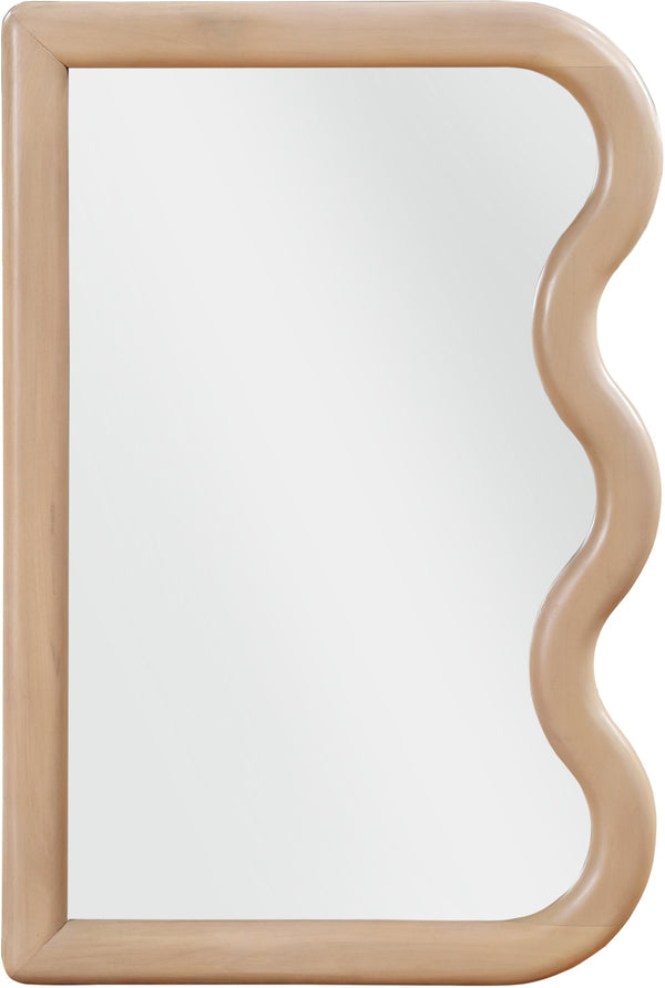 Meridian Furniture Winnie Art Deco Poplar Wood Wall Mirror with Geometric Frame for Bedroom or Entryway Decor Natural 441Natural-M