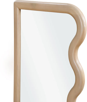 Meridian Furniture Winnie Art Deco Poplar Wood Wall Mirror with Geometric Frame for Bedroom or Entryway Decor Natural 441Natural-M