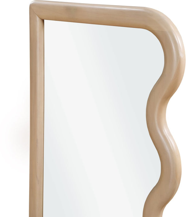 Meridian Furniture Winnie Art Deco Poplar Wood Wall Mirror with Geometric Frame for Bedroom or Entryway Decor Natural 441Natural-M