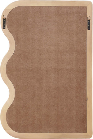 Meridian Furniture Winnie Art Deco Poplar Wood Wall Mirror with Geometric Frame for Bedroom or Entryway Decor Natural 441Natural-M