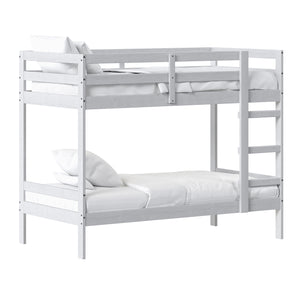 Simple Solid Wood Twin Over Twin Bunk Bed White SOPB3HWHWP Walker Edison