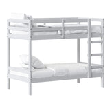 Simple Solid Wood Twin Over Twin Bunk Bed White SOPB3HWHWP Walker Edison