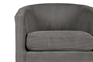 English Elm Dark Dark Gray Corduroy Swivel Accent Chair U-Backrest Plush Cushion 360° Metal Base Compact Cozy Lounge B011P370420