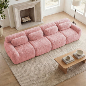 English Elm 149'' Plush Modular Cloud Sofa Boneless Ergonomic Design for Home Theater Lounge Pink W714S01562