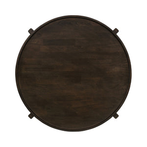 English Elm Round Solid Wood Coffee Table - Dark Brown Finish, Durable Design For Stylish Living Spaces & Gatherings B016P373111-GIGA