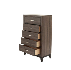 English Elm Bedroom Rustic Grey Oak Tall Chest 5-Drawer Solidwood Style Pine Storage Cabinet 31x16x50" B011P250826
