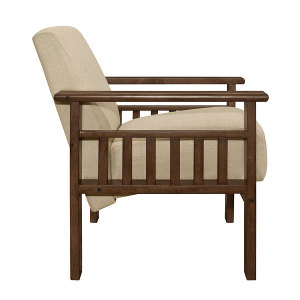 English Elm Light Brown Helena Accent Chair Walnut Finish Solid Wood Vertical Slat Arms Padded Seat Back, Storage B011P256307