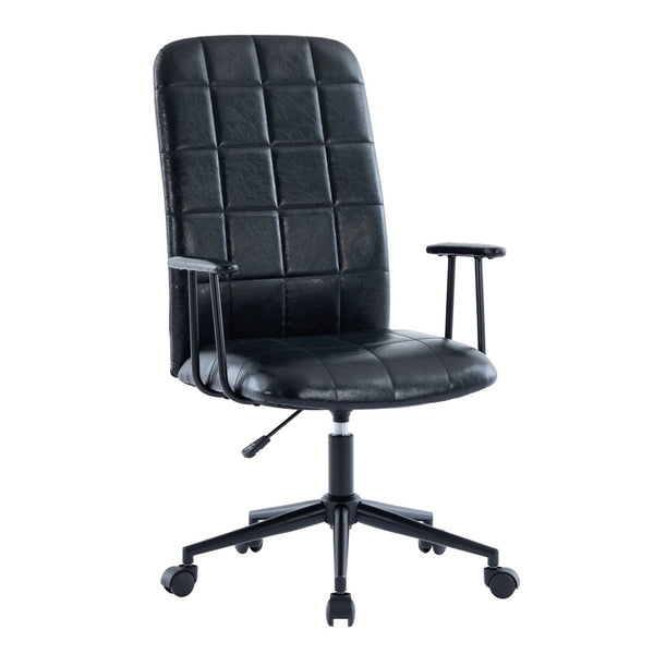 English Elm Antique Pu Leather High Back Office Chair with Swivel Gas Lift and Padded Armrests Antique Black W3149S00004