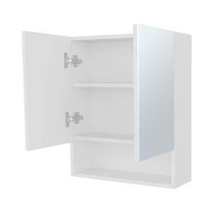 English Elm Lodge White Medicine Cabinet with Mirrored Doors, Open Shelves, Adjustable Storage for Small Baths B128P263726
