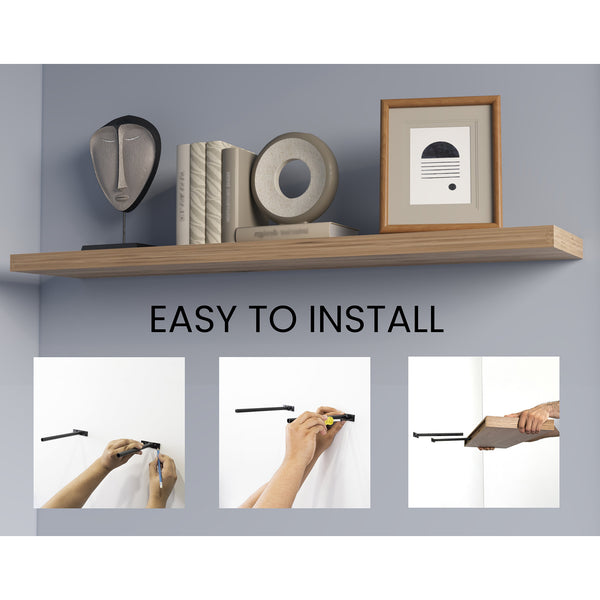 English Elm Macadamia Floating Shelf with Concealed Brackets, 47.3" Wide Melamine Shelf for Minimalist Décor and Durable Display B062P380037