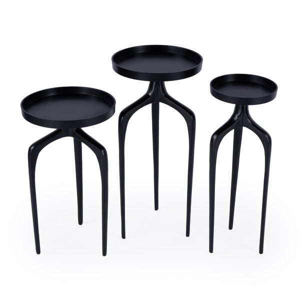Butler Specialty Emilie Outdoor Scatter Table Set Of 3 - Timeless Cast Aluminum Design For Elegant Outdoor Moments Black Aluminum 4421437-butler