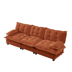 English Elm 107" Modular Cloud Sectional Sofa Deep Seat Chenille Upholstered Living Room Couch Orange W714S01737