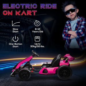 English Elm Aosom 24v Electric Go Kart Ride on Toy with Drifting Dual Motor and Adjustable Seat Pink W2225P229144
