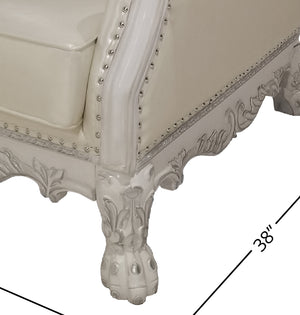English Elm Dresden Tufted Faux Leather Accent Chair in Bone White with Pocket Coil Seat & 2 Plush Pillows B2726P285352