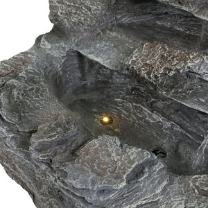 English Elm Christopher Knight Home® - 4-Tiered Concrete Waterfall Fountain with LED Glow, Weather-Resistant Outdoor Garden Accent, Soothing Ambiance N765P324559G