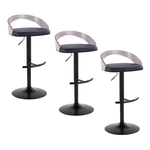 English Elm Adjustable Swivel Barstools with Faux Leather Seats and Black Metal Base Set of 3 B202S02022