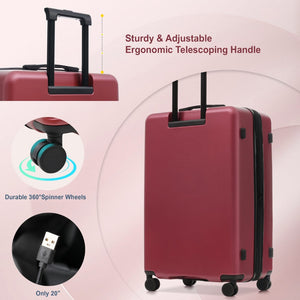 English Elm Luggage 5 Piece Hardside Abs Set with Front Access Carry on and Tsa Spinner Wheels Red N732P391544R