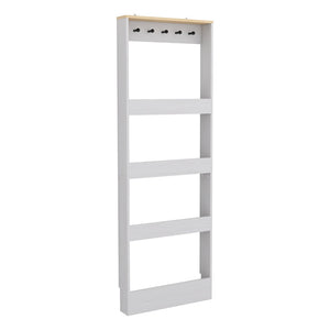 English Elm 72" Slim Six-tier Freestanding Cabinet Antique White Finish for Bathroom or Hallway W282P412292